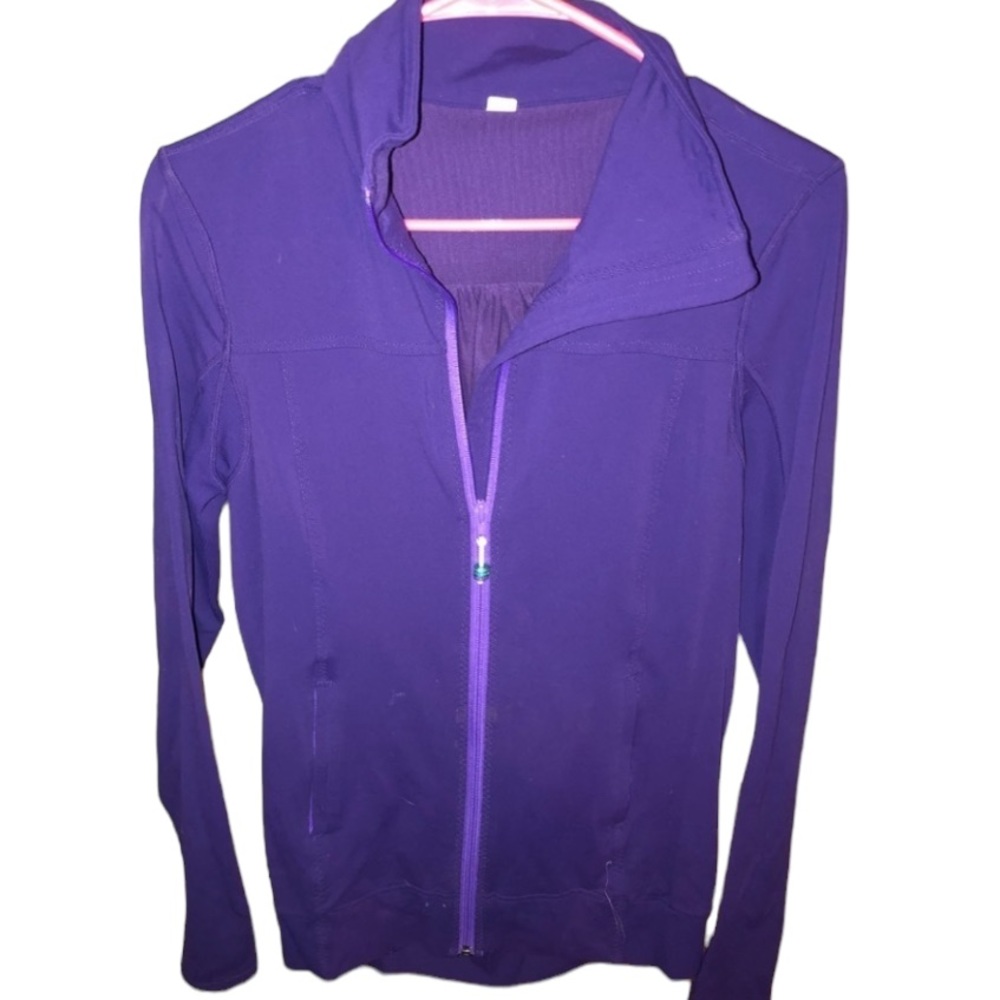 Lululemon Athletica size 10 purple Tadasana mesh back jacket thumb holes
